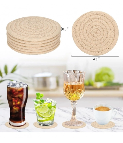 Generic Cotton Rope Drink Coasters 6 Pcs Set (Cream)