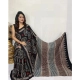 Generic Women's Satin Printed Saree With Unstitched Blouse 5.5Mtr (Black)