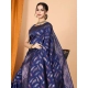 Generic Women's Soft Silk Jacquard Saree With Unstitched Blouse 5.5Mtr (Navy Blue)