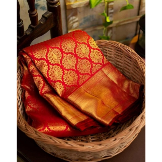 Generic Women's Soft Litchi Silk Jacquard Work Saree With Unstitched Blouse 5.5Mtr (Red) Generic Women's Soft Litchi Silk Jacquard Work Saree With Unstitched Blouse 5.5Mtr (Red)