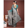 Generic Women's Banarasi Silk Printed Saree With Unstitched Blouse 5.5Mtr (Sea Green)