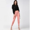 Generic Women's Polyester Solid Elasticated Trousers (Pink)