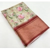Generic Women's Cotton Silk Floral Printed Saree With Unstitched Blouse 5.5Mtr (Gold)