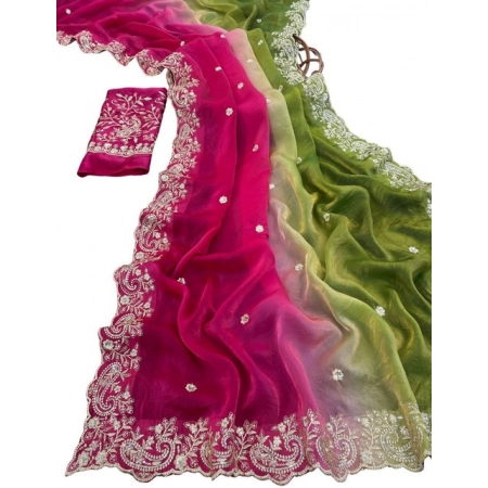 Generic Women's Satin Embellished Saree With Unstitched Blouse 5.5Mtr (Multicolor) Generic Women's Satin Embellished Saree With Unstitched Blouse 5.5Mtr (Multicolor)