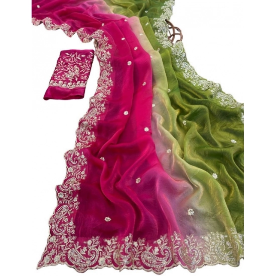 Generic Women's Satin Embellished Saree With Unstitched Blouse 5.5Mtr (Multicolor) Generic Women's Satin Embellished Saree With Unstitched Blouse 5.5Mtr (Multicolor)