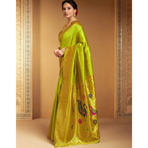 Women's Silk Blend Zari Weaving Saree With Unstitched Blouse 5.5Mtr (Lime-Green) Women's Silk Blend Zari Weaving Saree With Unstitched Blouse 5.5Mtr (Lime-Green)