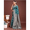 Generic Women's Banarasi Silk Printed Saree With Unstitched Blouse 5.5Mtr (Sea Green)