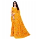 Generic Women's Georgette Floral Printed Saree With Unstitched Blouse 5.5Mtr (Yellow)