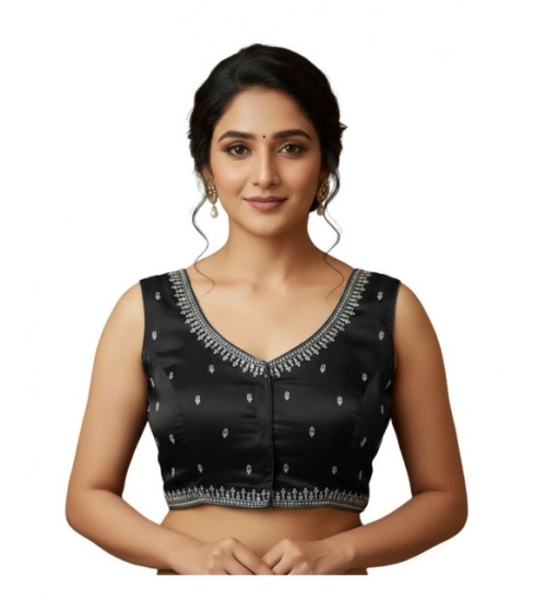 Generic Women's Zimmi Choo Sequin Work V-Neck Padded Blouse (Black 38 Ready (Self Alterable 36–40)