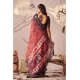 Generic Women's Faux_Linen Printed Saree With Unstitched Blouse 5.5Mtr (Red)