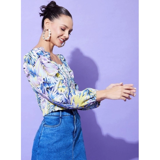 Generic Women's Polyester Floral Long Sleeves Top (Multicolor) Generic Women's Polyester Floral Long Sleeves Top (Multicolor)
