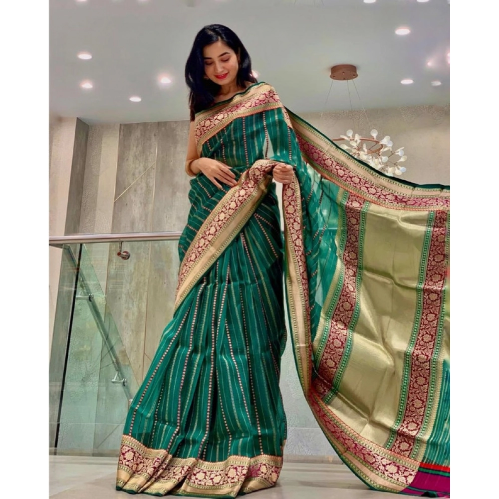 Generic Women's Soft Litchi Silk Jacquard Work Saree With Unstitched Blouse 5.5Mtr (Green) Generic Women's Soft Litchi Silk Jacquard Work Saree With Unstitched Blouse 5.5Mtr (Green)