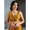 Generic Women's Satin Crepe Printed Saree With Unstitched Blouse 5.5Mtr (Mustard)