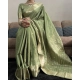 Generic Women's Satin Printed Saree With Unstitched Blouse 5.5Mtr (Green)