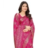 Generic Women's Cotton Silk Floral Printed Saree With Unstitched Blouse 5.5Mtr (Pink)
