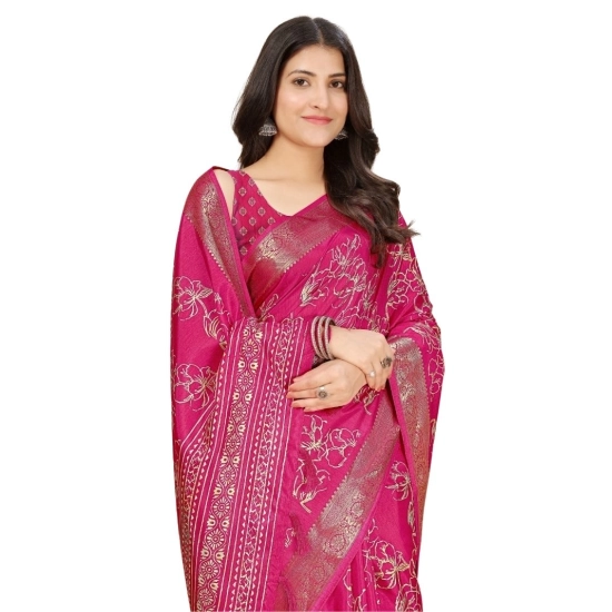 Generic Women's Cotton Silk Floral Printed Saree With Unstitched Blouse 5.5Mtr (Pink) Generic Women's Cotton Silk Floral Printed Saree With Unstitched Blouse 5.5Mtr (Pink)