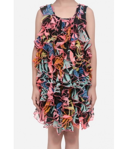 Generic Girl's Chiffon Ruffled Sleeveless Dress (Black)