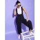 Generic Women's Rayon Pinafore Shoulder Straps Jumpsuit (Black)