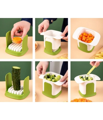 Generic ABS Plastic Solid Hand Pressure Vegetable Chopper and Dicer (Green-White)