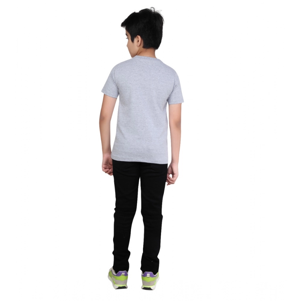 Generic Boy's Cotton Grapic Printed Round Neck T-Shirt (Grey Melange) Generic Boy's Cotton Grapic Printed Round Neck T-Shirt (Grey Melange)
