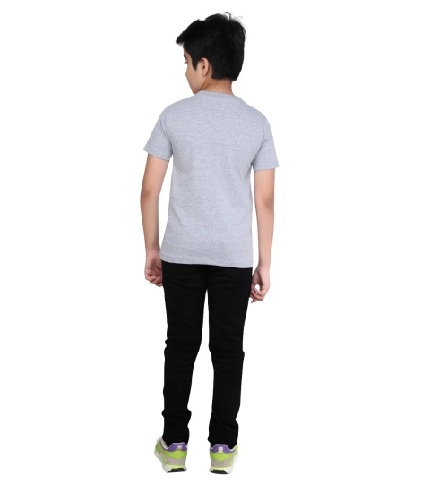 Generic Boy's Cotton Grapic Printed Round Neck T-Shirt (Grey Melange)
