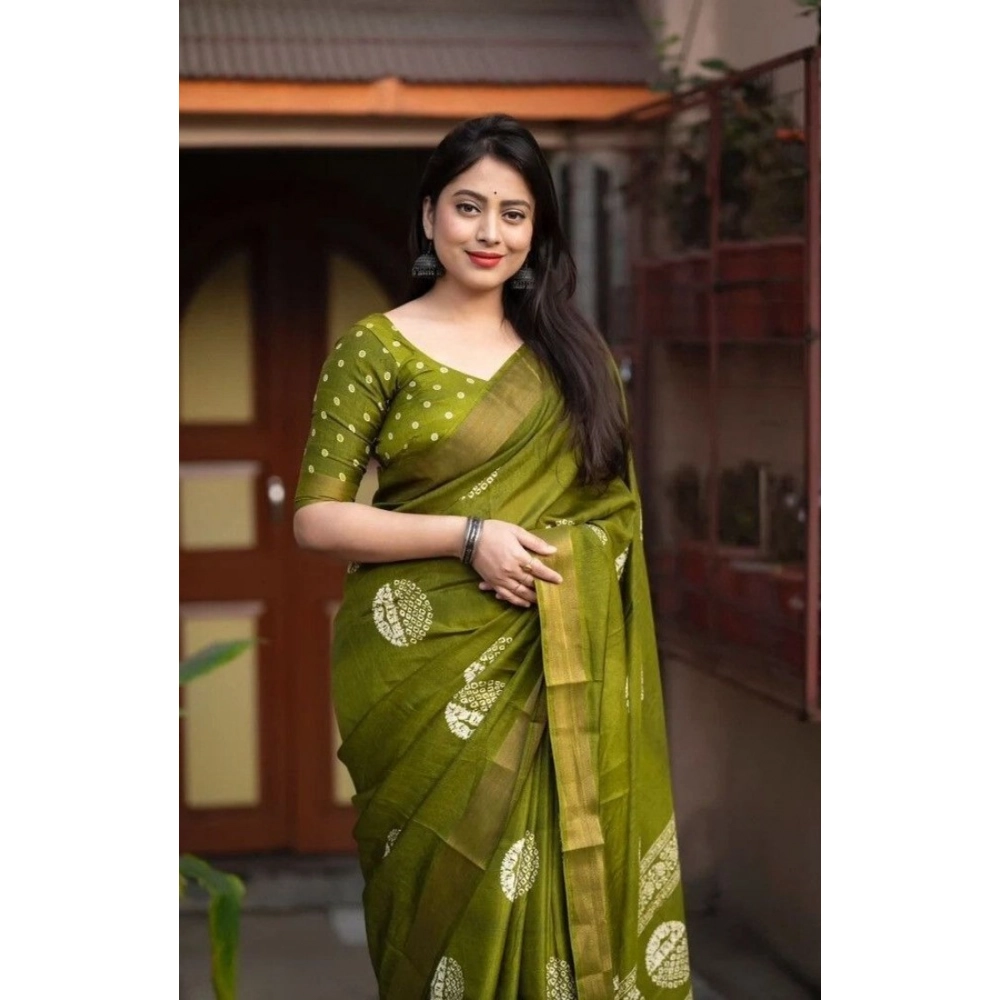 Generic Women's Cotton Silk Printed Saree With Unstitched Blouse 5.5Mtr (Green) Generic Women's Cotton Silk Printed Saree With Unstitched Blouse 5.5Mtr (Green)
