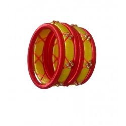 Generic Women's Plastic Silk Thread Bangles (Lemon Yellow, Size: 2.2)
