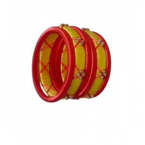 Generic Women's Plastic Silk Thread Bangles (Lemon Yellow, Size: 2.2)