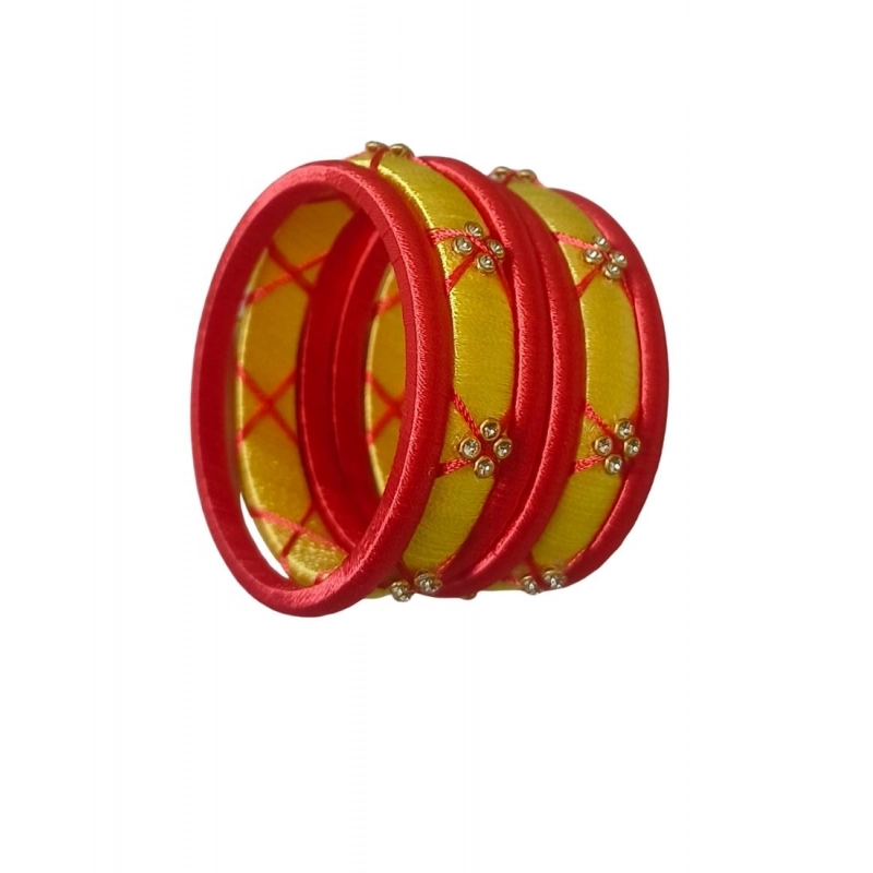 Generic Women's Plastic Silk Thread Bangles (Lemon Yellow, Size: 2.2) Generic Women's Plastic Silk Thread Bangles (Lemon Yellow, Size: 2.2)