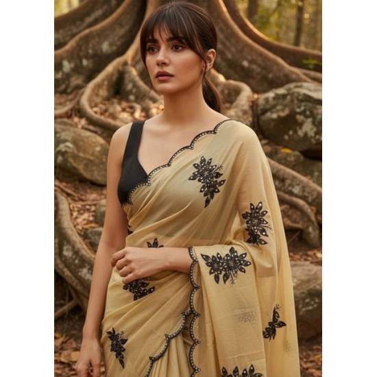 Generic Women's Viscose Silk Embroidered Saree With Unstitched Blouse 5.5Mtr (Beige) Generic Women's Viscose Silk Embroidered Saree With Unstitched Blouse 5.5Mtr (Beige)