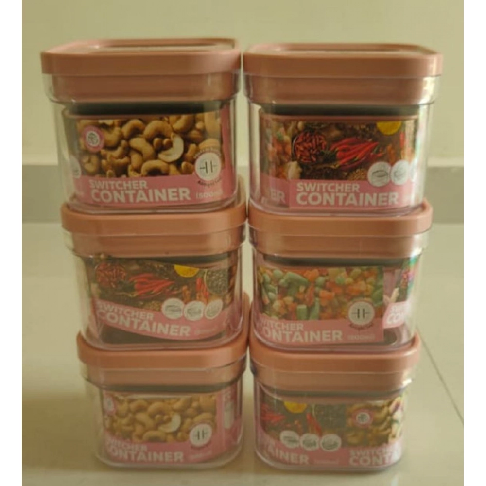 Generic Pack of 6 Switchers Airtight Storage Container Set 500 ML (Pink)