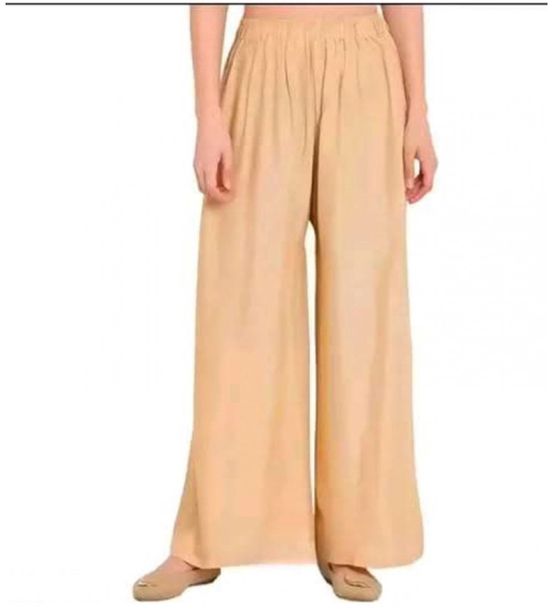 Generic Women's Casual Rayon Solid Ankle Length Palazzo (Golden , Free Size)