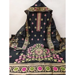 Women's Banarasi Silk Printed Unstitched Salwar Suit Material With Dupatta (Black, 3Mtrs) Women's Banarasi Silk Printed Unstitched Salwar Suit Material With Dupatta (Black, 3Mtrs)
