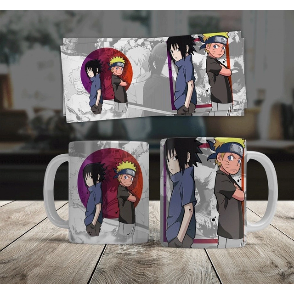 Anime Naruto &amp; Sasuke Ceramic Printed Coffee Mug (White)