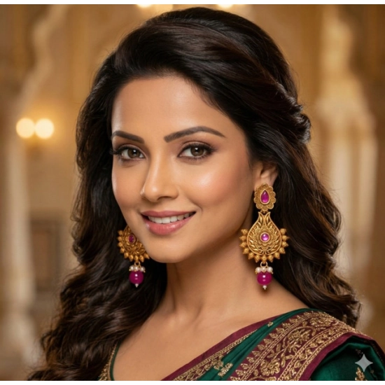 Generic Women's Zinc Alloy Gold Plated Chandbali Earrings (Multicolor) Generic Women's Zinc Alloy Gold Plated Chandbali Earrings (Multicolor)