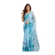 Generic Women's Linen Cotton Printed Ready To Wear Saree With Unstitched Blouse 5.5 Mtr (Sky_Blue)