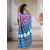 Generic Women's Satin Crepe Printed Saree With Unstitched Blouse 5.5Mtr (Purple)