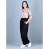 Generic Girl's Polyester Floral Short Sleeves Jumpsuit (White-Black) Generic Girl's Polyester Floral Short Sleeves Jumpsuit (White-Black)