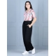 Generic Girl's Polyester Floral Short Sleeves Jumpsuit (White-Black) Generic Girl's Polyester Floral Short Sleeves Jumpsuit (White-Black)