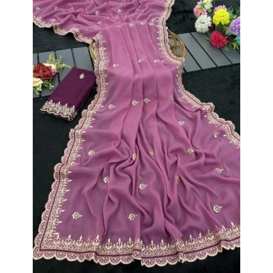 Generic Women's Georgette Embellished Saree With Unstitched Blouse 5.5Mtr (Pink) Generic Women's Georgette Embellished Saree With Unstitched Blouse 5.5Mtr (Pink)