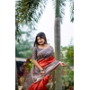 Generic Women's Faux_Tussar Geometric_Print Saree With Unstitched Blouse 5.5Mtr (Orange)