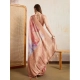 Generic Women's Viscose Printed Saree With Unstitched Blouse 5.5Mtr (Peach)