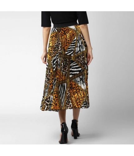 Generic Women's Satin Pleated Elasticated Skirt (Multicolor)