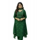 Generic Women's Georgette Ethnic Motif Round 3/4th Sleeve Kurti With Pant Dupatta Set (Green)