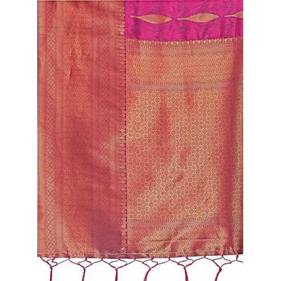 Generic Women's Banarasi Silk Printed Saree With Unstitched Blouse 5.5Mtr (Purple) Generic Women's Banarasi Silk Printed Saree With Unstitched Blouse 5.5Mtr (Purple)