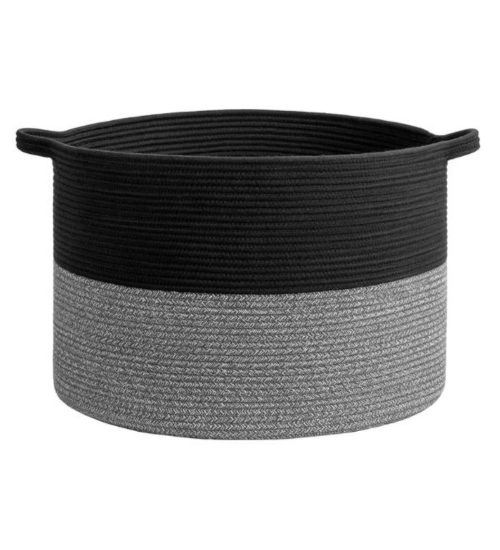Generic Cotton Pack Of_1 16x14 Inch Storage Basket For Clothes With Out Lid (Black-Gray) Generic Cotton Pack Of_1 16x14 Inch Storage Basket For Clothes With Out Lid (Black-Gray)