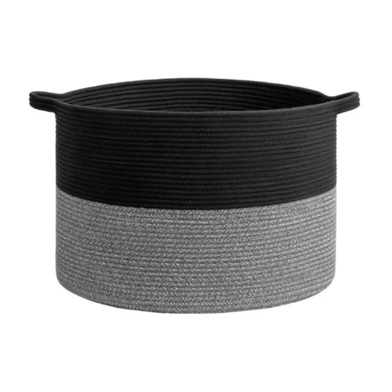 Generic Cotton Pack Of_1 16x14 Inch Storage Basket For Clothes With Out Lid (Black-Gray) Generic Cotton Pack Of_1 16x14 Inch Storage Basket For Clothes With Out Lid (Black-Gray)