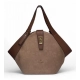 Generic Women's Polyurethane Floral Printed Hexagonal Satchel Handbag with Adjustable Strap (Brown)