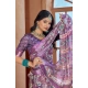 Generic Women's Printed Cotton Linen Saree withPrinted  Saree With Unstitched Blouse (Purple, 5-6Mtrs)