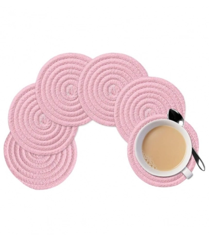 Generic Cotton Rope Drink Coasters 6 Pcs Set (Baby-Pink)